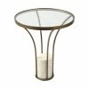 Coupon 😀 Mercana Jacinta II 21" Round Glass Top Metal And Marble Pedestal End/Side Table ✨