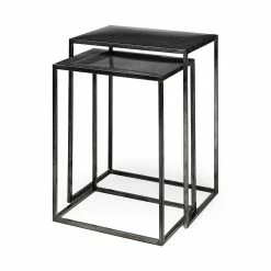 Budget 💯 Mercana Kasey (Set Of 2) 17.7L X 12.6W X 24.4H Galvanized Metal Nesting Accent Tables - 17.7L X 12.6W X 24.4H 👍