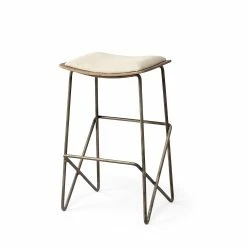 Coupon 🔔 Mercana Katniss 26" Total Height Cream Fabric Seat Gold Metal Frame Counter Stool 😀