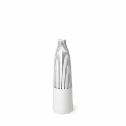 Promo ⌛ Mercana Kira I Small White Pinstripe Ceramic Vase 🌟