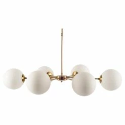 Best Sale 😍 Mercana Lahey Gold Multi-Arm W/ Frosted Glass Globe Six Bulb Chandelier - 44"W X 28.3"D X 21"H 🔥