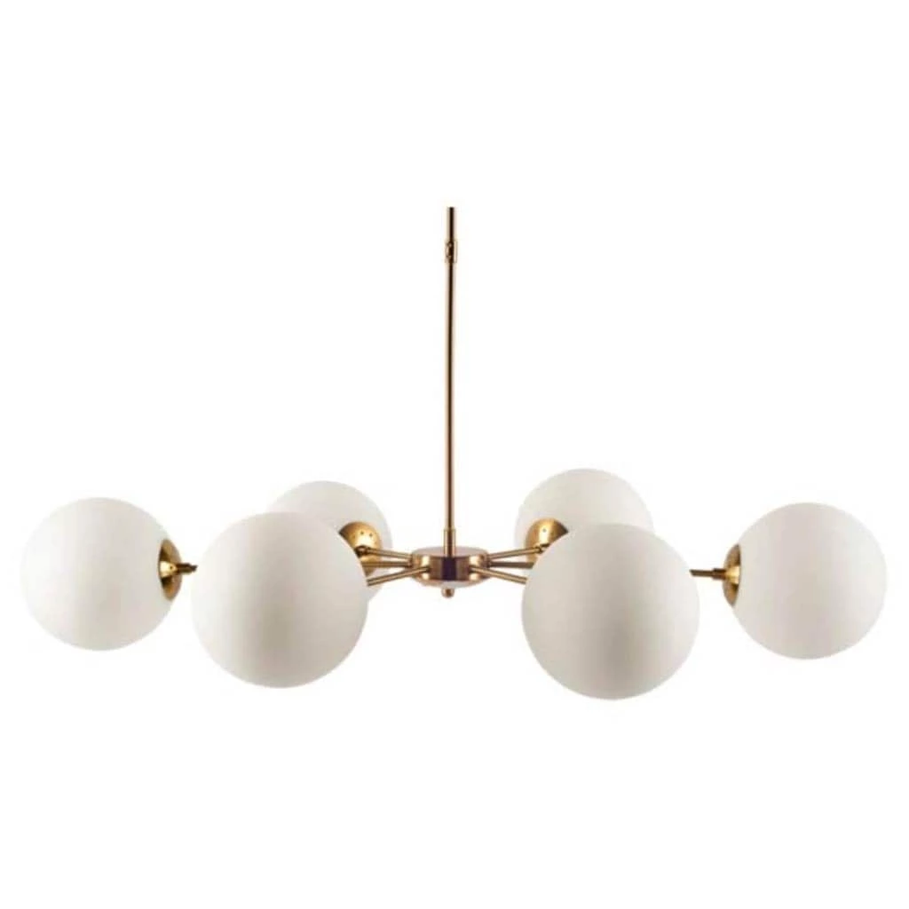 Best Sale 😍 Mercana Lahey Gold Multi-Arm W/ Frosted Glass Globe Six Bulb Chandelier - 44"W X 28.3"D X 21"H 🔥