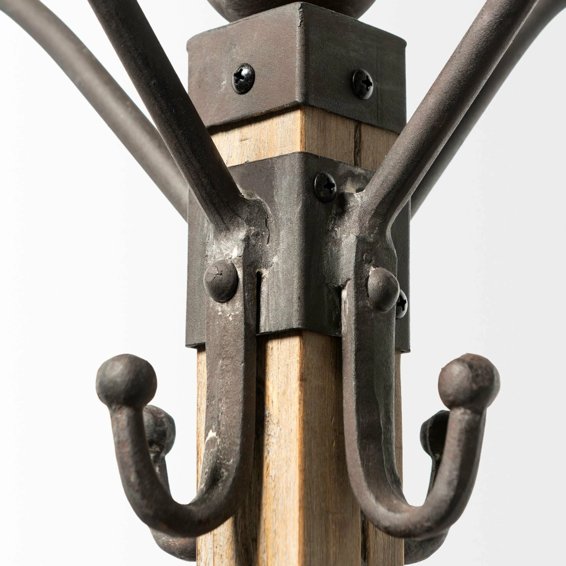 New 💯 Mercana Lamda 22 X 75 Black Metal And Light Brown Wood 🧥 Coat Rack - 22.0L X 22.0W X 74.5H 🔔 - Image 2