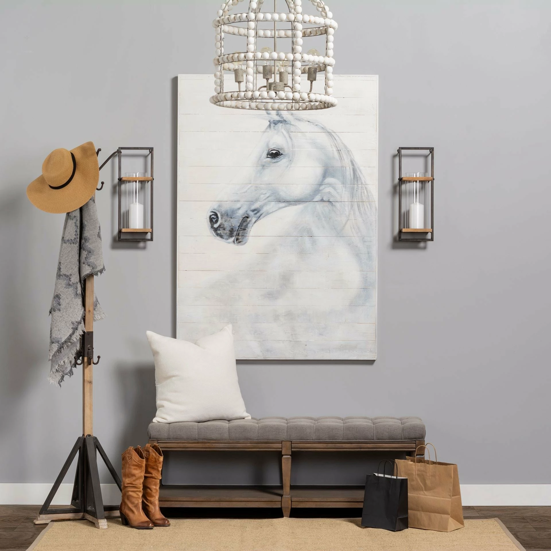 New 💯 Mercana Lamda 22 X 75 Black Metal And Light Brown Wood 🧥 Coat Rack - 22.0L X 22.0W X 74.5H 🔔 - Image 3