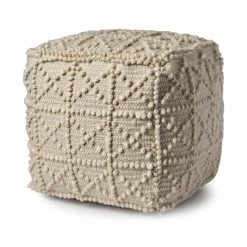 Top 10 ❤️ Mercana Leroy Square Cream Wool Pouf W/ Popcorn Detail ⭐
