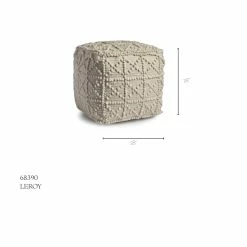 Top 10 ❤️ Mercana Leroy Square Cream Wool Pouf W/ Popcorn Detail ⭐ -Mercana-shop Leroy Square Cream Wool Pouf w Popcorn Detail 4