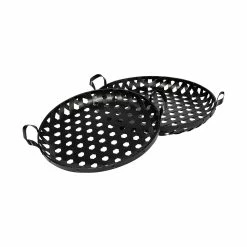 Outlet 👏 Mercana Lito (Set Of 2) Black Woven Metal Round Serving Trays - 26.8L X 23.8W X 5.5H 🔔