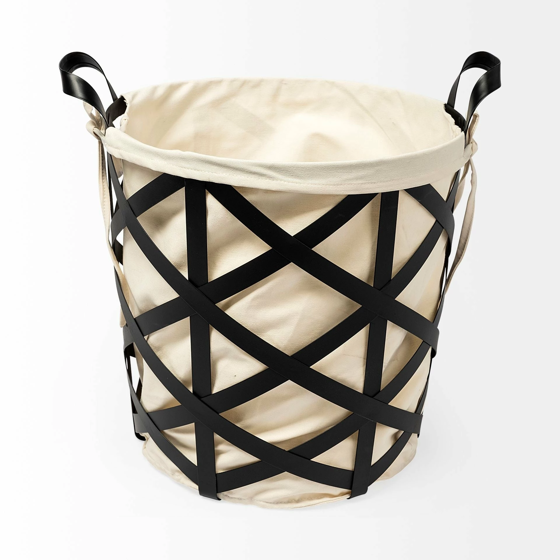 Cheapest โจ Mercana Liya 18L X 15W Black Metal Basket With Cream Fabric Liner ๐ - Image 2