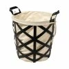 Cheapest ✨ Mercana Liya 18L X 15W Black Metal Basket With Cream Fabric Liner 🌟
