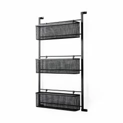 Cheap 🎁 Mercana Macrinus Black Metal W/ Mesh Baskets Wall Mounted Shelf - 23.4"W X 5.5"D X 38.6"H 💯