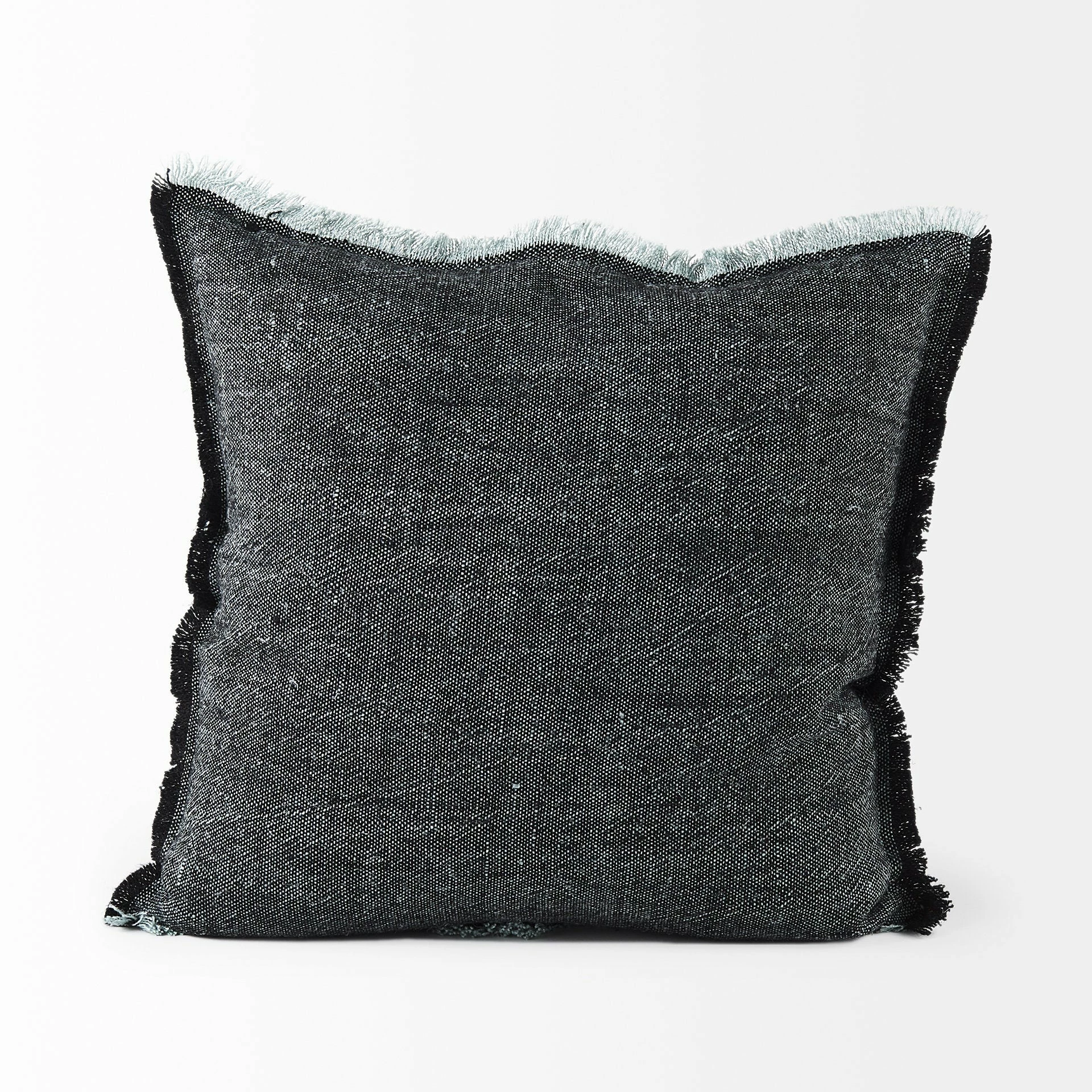 Hot Sale โ Mercana Malia Dark Gray Fabric W/ Teal Fringed Edges Pillow Cover ๐งจ - Image 11