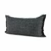 Hot Sale ⌛ Mercana Malia Dark Gray Fabric W/ Teal Fringed Edges Pillow Cover 🧨