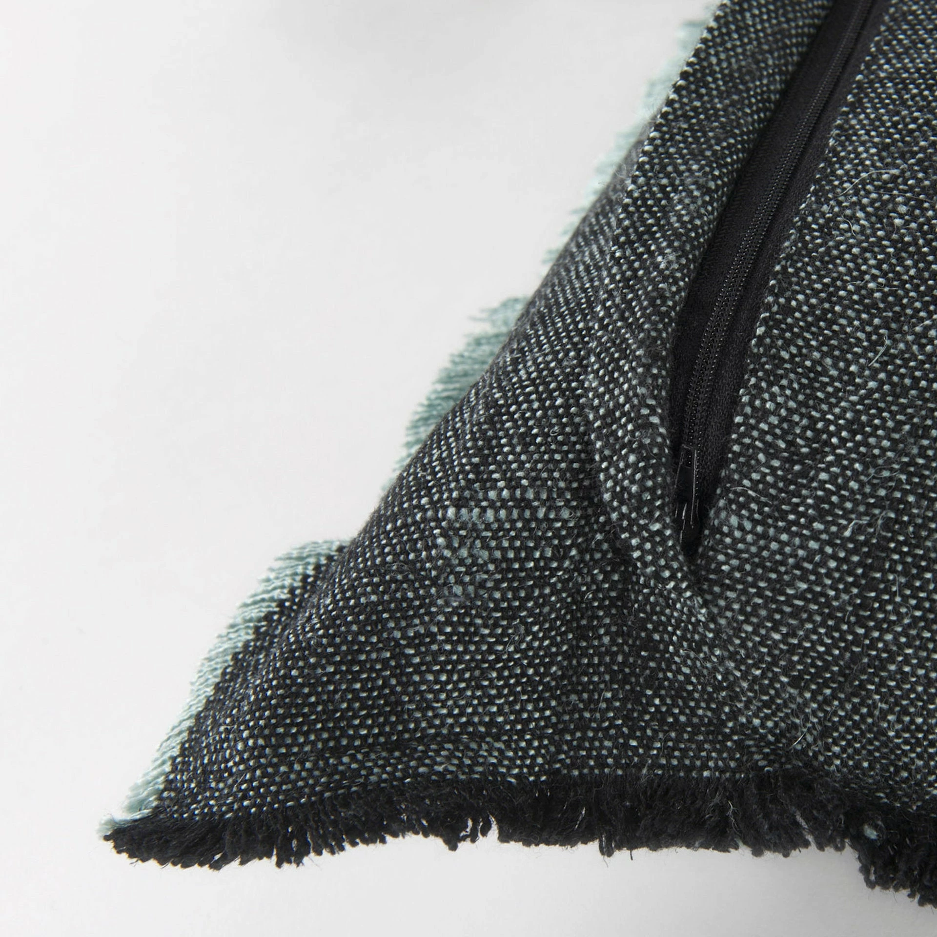 Hot Sale โ Mercana Malia Dark Gray Fabric W/ Teal Fringed Edges Pillow Cover ๐งจ - Image 8