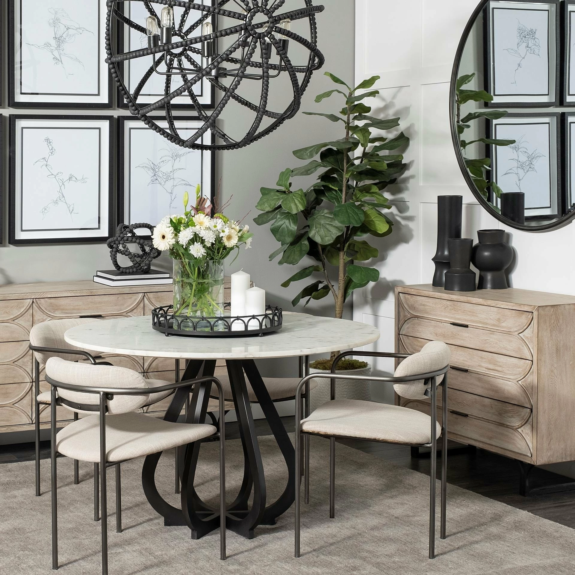 Cheap ๐ Mercana Maud 20L X 20W Black Metal Mirrored Bottom Round Serving Tray - 20.1L X 20.1W X 3.0H ๐ฅฐ - Image 5