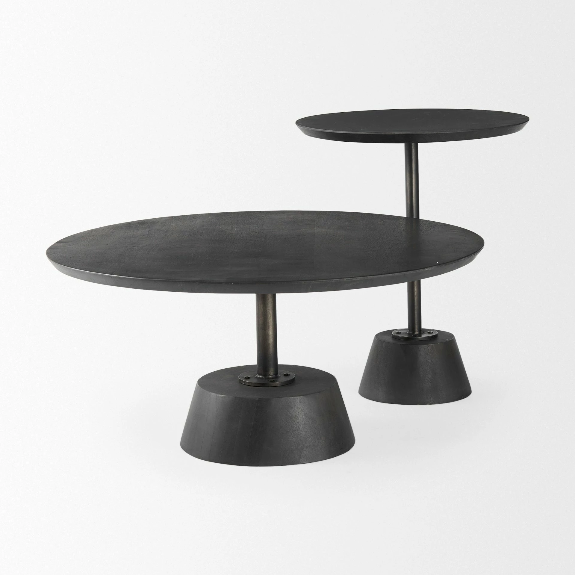 Brand new π Mercana Maxwell Dark Brown Wood W/Black Metal Pedestal Round Side Table π₯ - Image 13