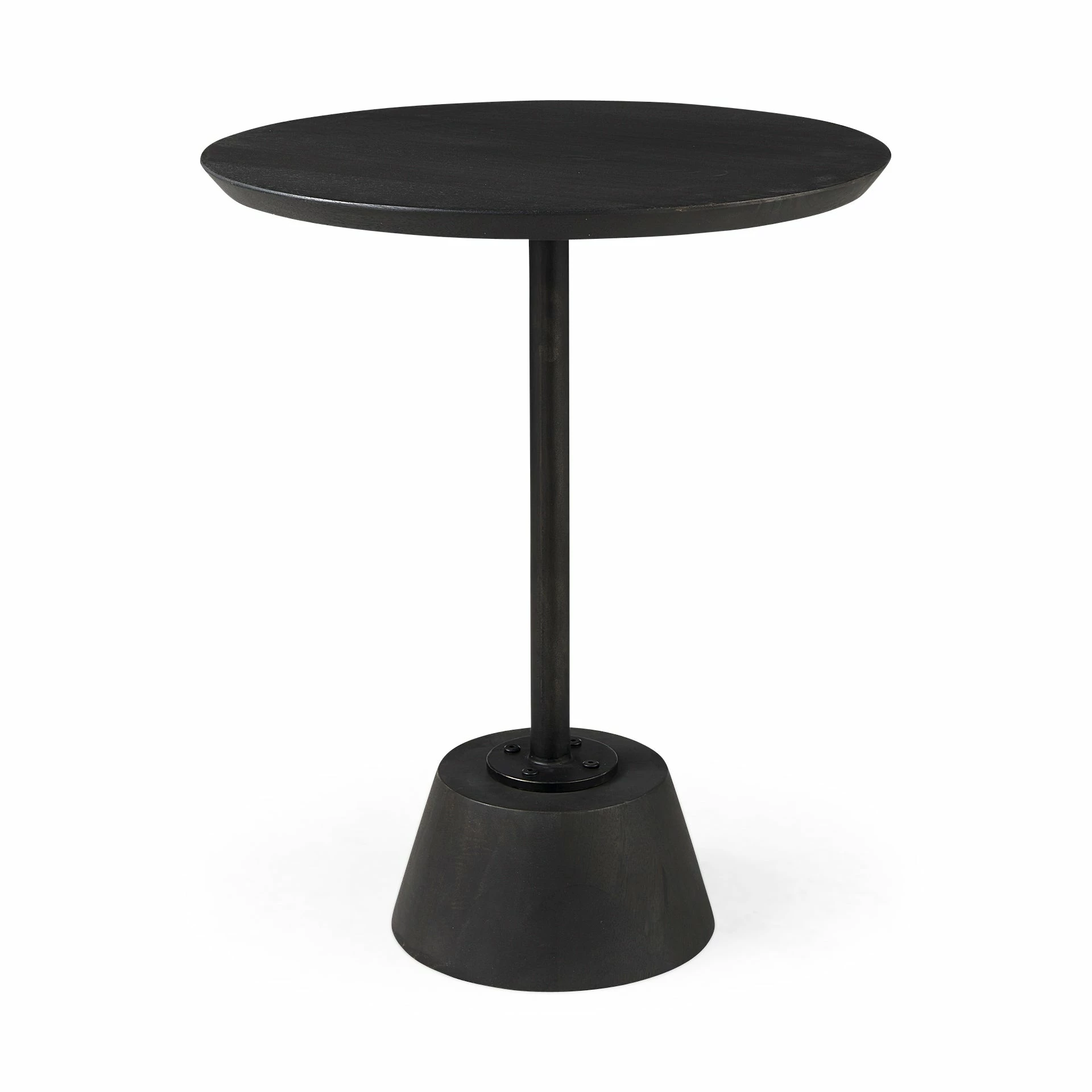 Brand new π Mercana Maxwell Dark Brown Wood W/Black Metal Pedestal Round Side Table π₯