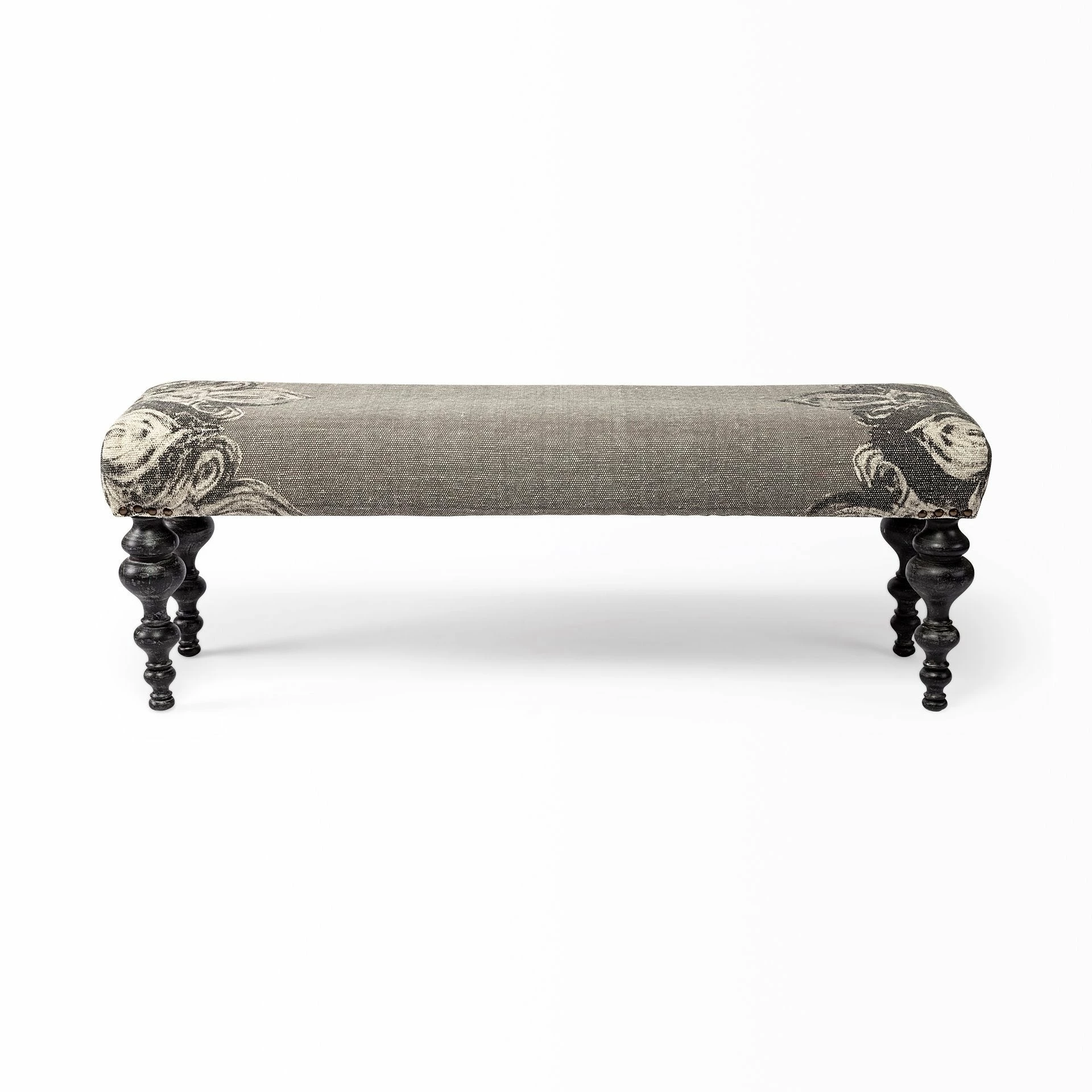Coupon โ Mercana Alhambra Gray Upholstered Seat W/ Black Solid Wood Legs Accent Bench - 55"W X 14"D X 18"H ๐ - Image 2