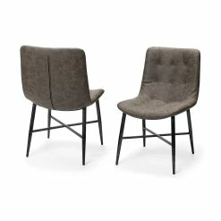 Cheapest ⭐ Mercana Barrow II Brown Faux-Leather Seat W/Black Metal Frame Dining Chair - 20"W X 24"D X 34"H 🎉