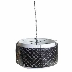 Coupon ⭐ Mercana Brasseur I Charcoal Black Metal Fish Scale Three Bulb Chandelier - 26"W X 26"D X 15"H 👏
