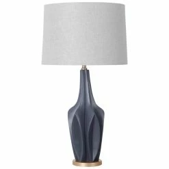 Brand new ⌛ Mercana Bravar III 30" Gray-Blue Resin Base W/ Gray Fabric Shade Table Lamp - 7.0L X 7.0W X 29.0H 🔥