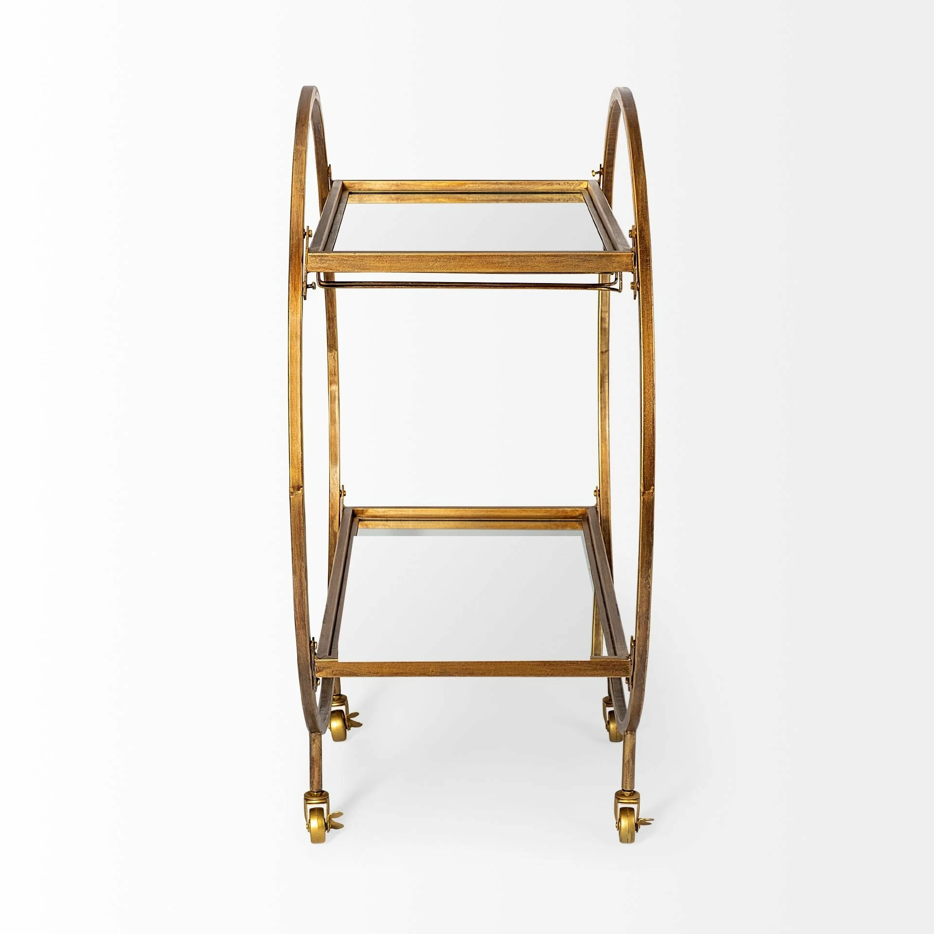 Buy β Mercana Carola Gold Frame Two-Tier Glass Shelves W/Stemware Holder Bar Cart - 36.25L X 18.0W X 40.25H π - Image 3