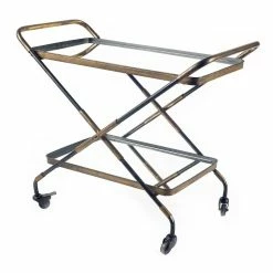 Best reviews of ❤️ Mercana Charlize Gold Metal Frame Two-Tier W/Mirrored Shelves Bar Cart - 19.0L X 37.0W X 29.9H ✔️