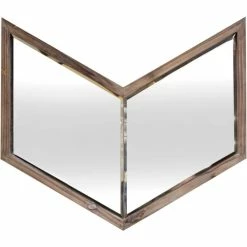 Brand new 🛒 Mercana Chevren 26 X 22 Medium Brown Wood Frame Mirror - A 👏
