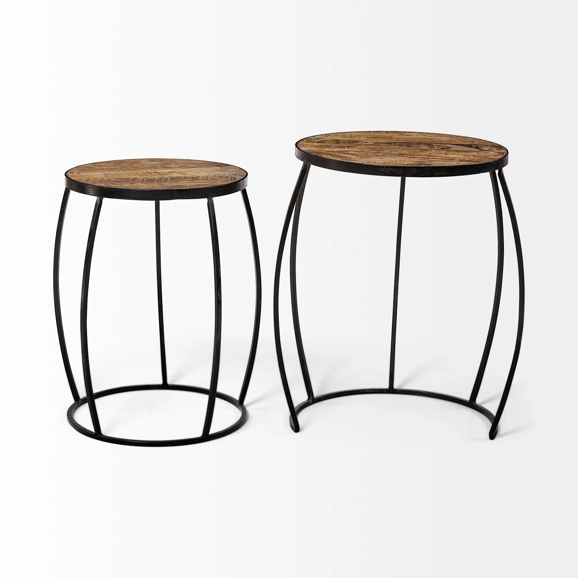 Hot Sale ๐ฏ Mercana Clapp III 20 X 26 Set Of Two Round Top Wooden And Black Metal Frame Nesting Accent Tables - 20.0L X 20.1W X 26.0H ๐ฅฐ - Image 4