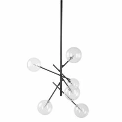 Discount 👏 Mercana Cody II (36" X 52") Black Metal Glass Globe Six Bulb Chandelier - 36.0L X 36.0W X 52.0H 🧨