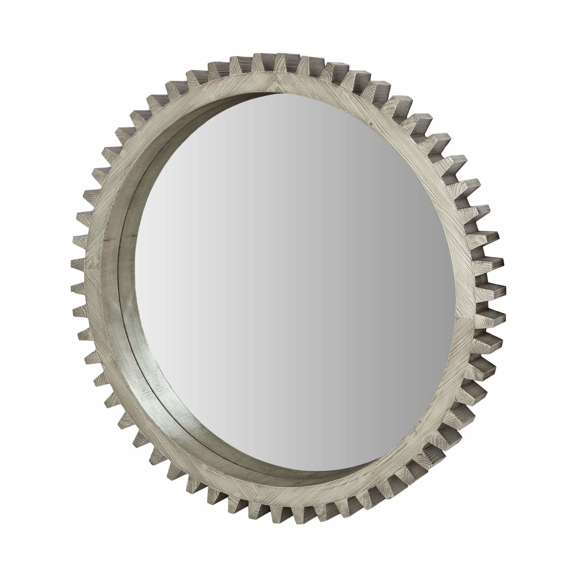 Best deal 🔥 Mercana Cog Mirror 44" Round Gray Wood Frame Mirror - A ⌛