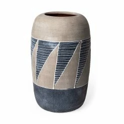 Discount ✔️ Mercana Cove Large Brown/White/Blue Ceramic Vase ⌛