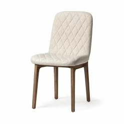 Wholesale 😀 Mercana David Diamond Tufted Cream Fabric Wrap W/Brown Wood Base Dining Chair - 19"W X 25"D X 35"H ✨