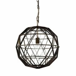 Budget 😀 Mercana Dyson I Black Metal Triangular Orb Pendant Light - 18.0L X 18.0W X 18.0H ✔️