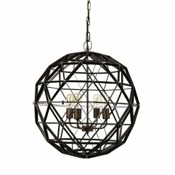 Promo 🌟 Mercana Dyson II (22.5") Black Metal Triangular Orb Four Bulb Chandelier - 22.5L X 22.5W X 22.5H ⌛