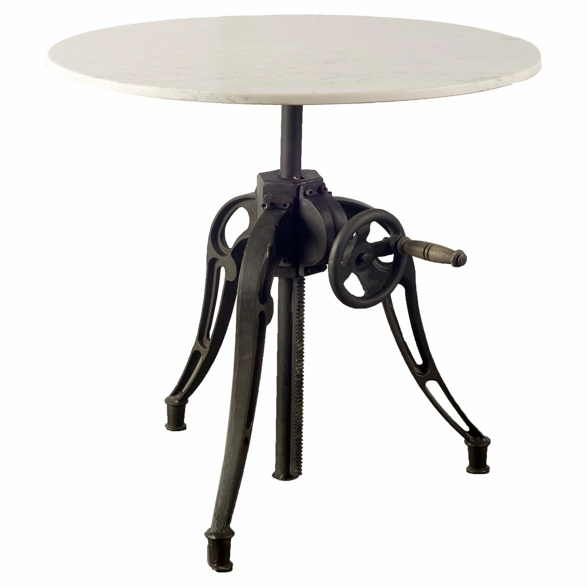 New 🌟 Mercana Emslie III Adjustable Round White Marble Top W/Black Metal Base Dining Table - Off White 🌟 - Image 3