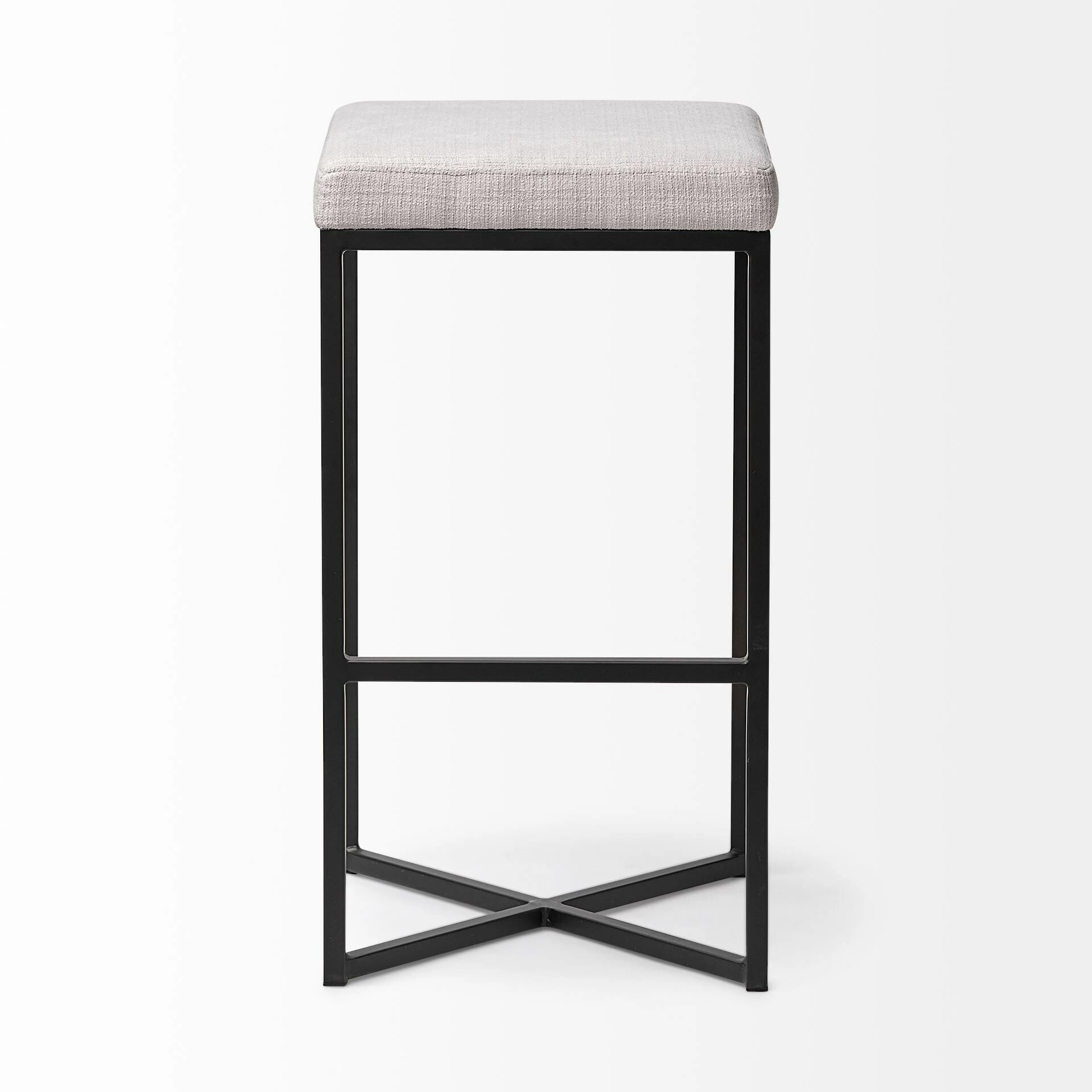 Flash Sale 🤩 Mercana Frodo 29.75" Seat Height White Fabric Seat Black Metal Base Stool ✔️ - Image 2