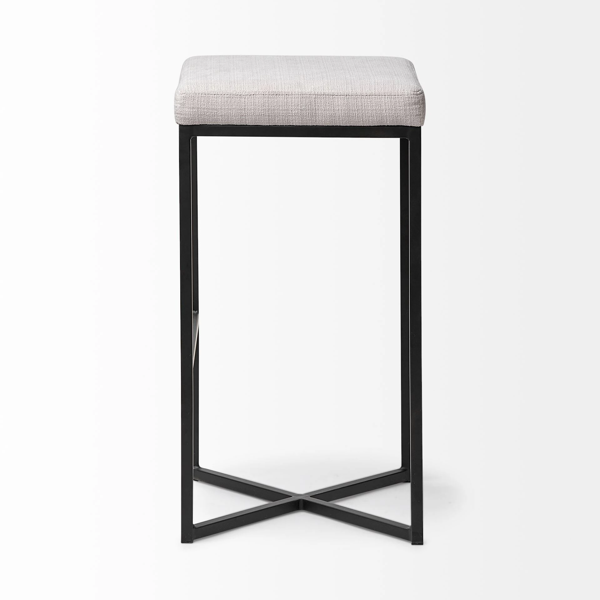 Flash Sale 🤩 Mercana Frodo 29.75" Seat Height White Fabric Seat Black Metal Base Stool ✔️ - Image 3