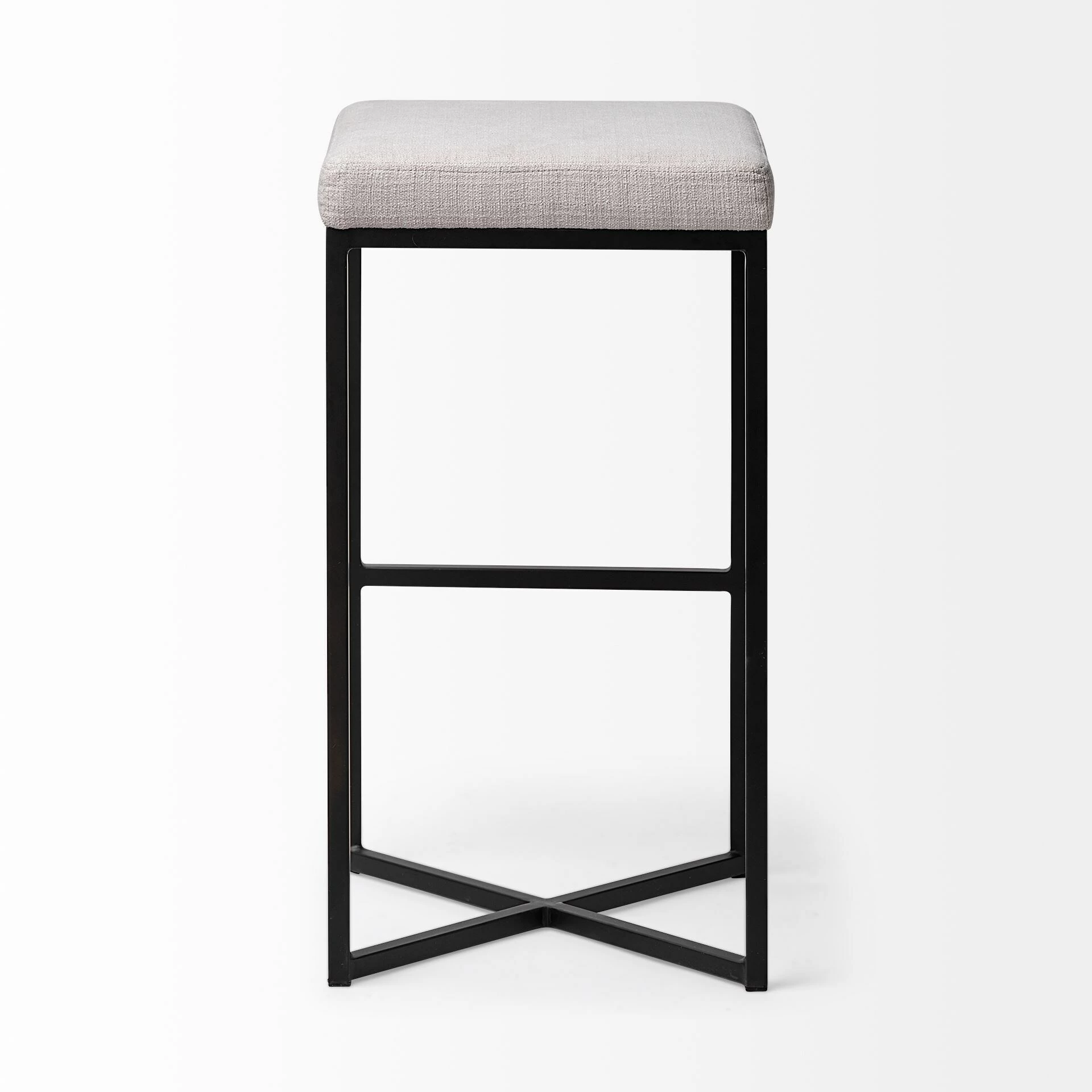Flash Sale 🤩 Mercana Frodo 29.75" Seat Height White Fabric Seat Black Metal Base Stool ✔️ - Image 4