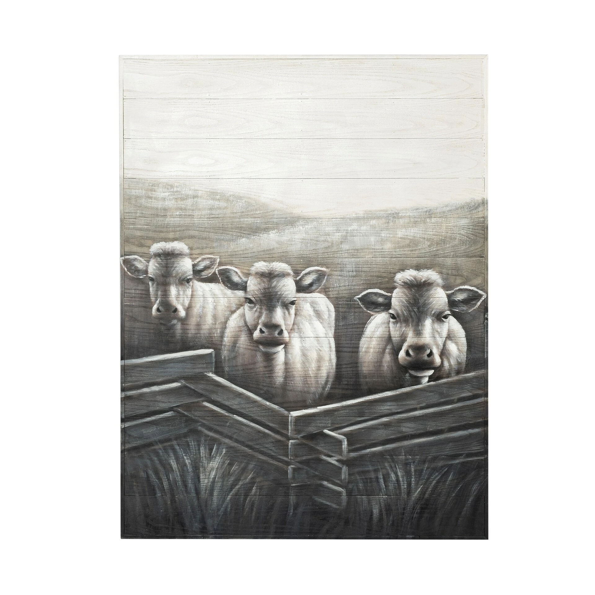 Cheap 😍 Mercana Happy Heard (36x48) Large Vertical Farmhouse Cows Original Hand Painted On Wood Oil Painting ✔️ - Image 2