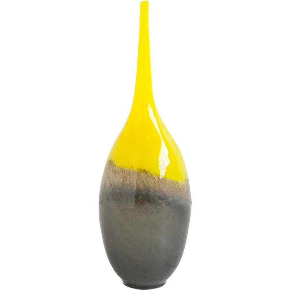 Cheap ✔️ Mercana Jasse Yellow & Gray Ombre Glass Vase 👏 - Image 2
