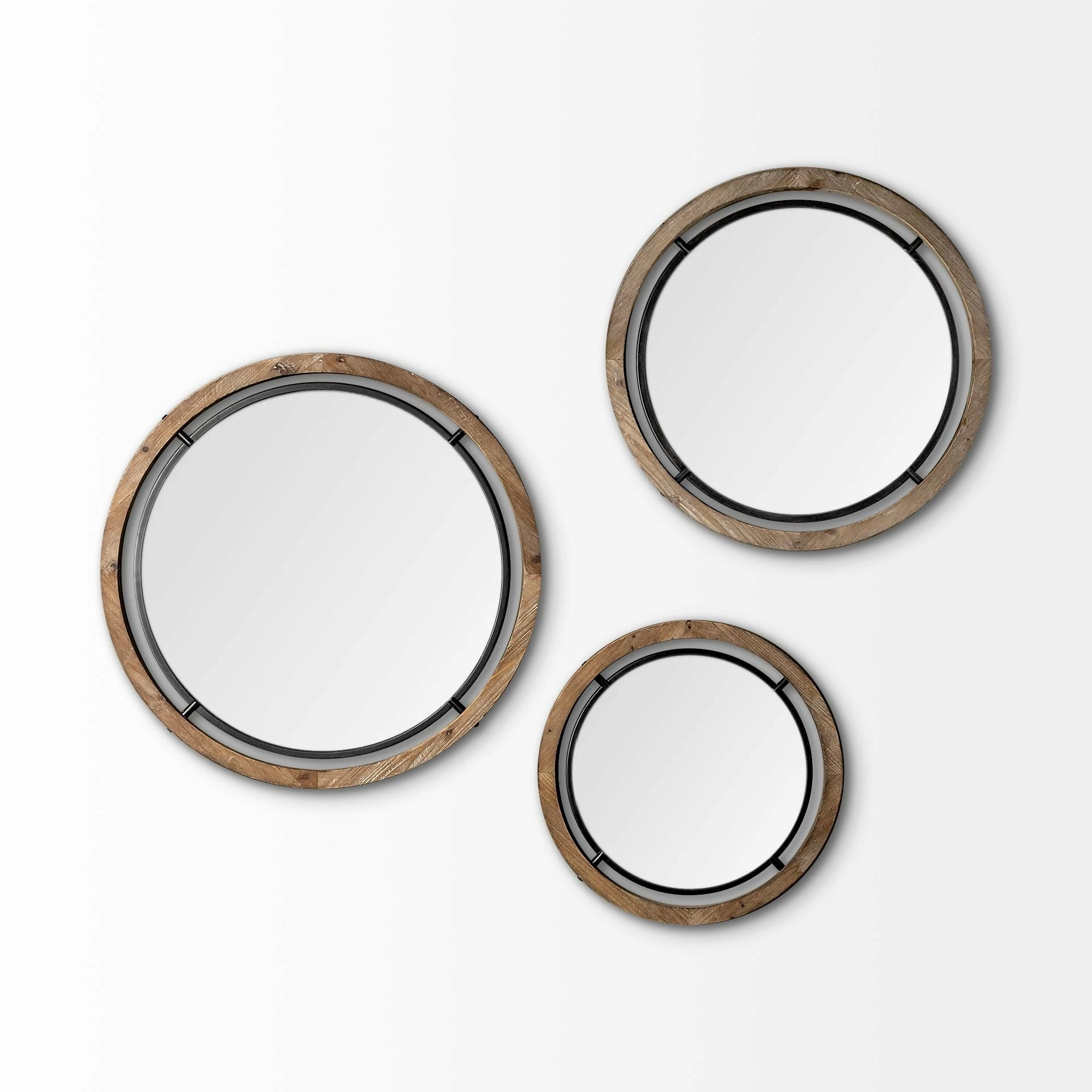 New ๐ Mercana Josi 19" Brown Wood And Black Metal Frame Mirror - 19.3L X 1.3W X 19.3H ๐ - Image 2