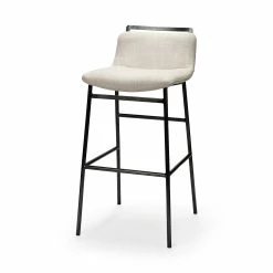 Cheap 🎁 Mercana Kavalan 36" Cream Upholstered Seat Black Metal Base Stool 🧨
