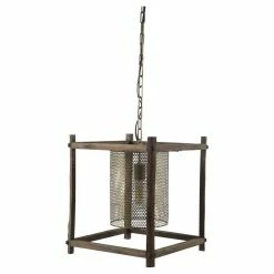 Best Pirce ❤️ Mercana Keppler II Brass Meshed Metal/Wood Cylindrical Pendant Light - 16.0L X 16.0W X 18.3H 🔔