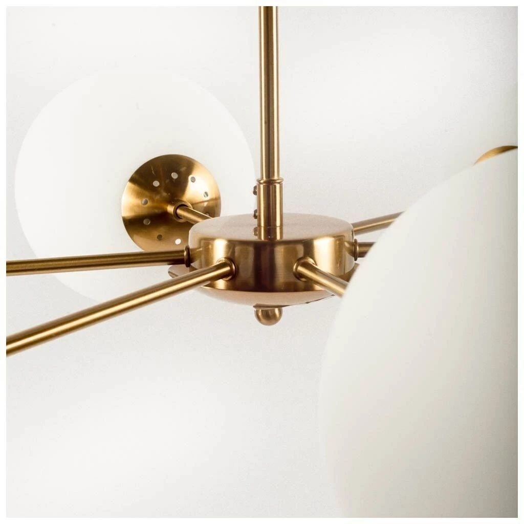 Best Sale 😍 Mercana Lahey Gold Multi-Arm W/ Frosted Glass Globe Six Bulb Chandelier - 44"W X 28.3"D X 21"H 🔥 - Image 2