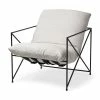 Promo 🎉 Mercana Leonidas Cream Upholstered Padded Seat And Black Metal Frame Accent Chair - 28.5W X 29.5D X 34.0H 👏