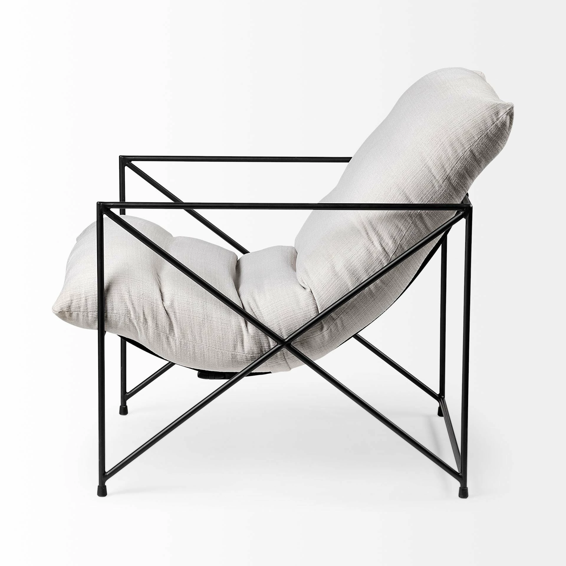 Promo π Mercana Leonidas Cream Upholstered Padded Seat And Black Metal Frame Accent Chair - 28.5W X 29.5D X 34.0H π - Image 3