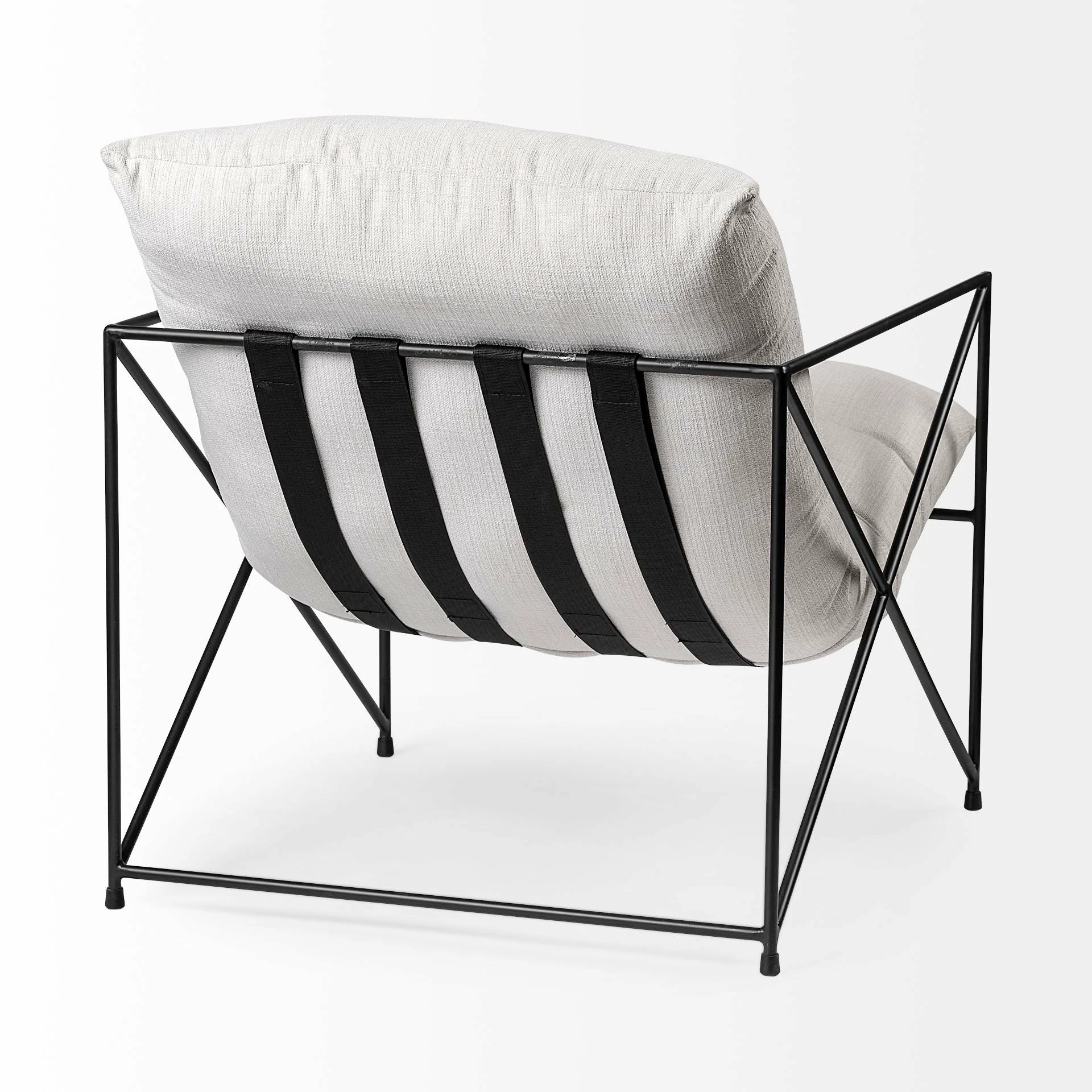 Promo π Mercana Leonidas Cream Upholstered Padded Seat And Black Metal Frame Accent Chair - 28.5W X 29.5D X 34.0H π - Image 5