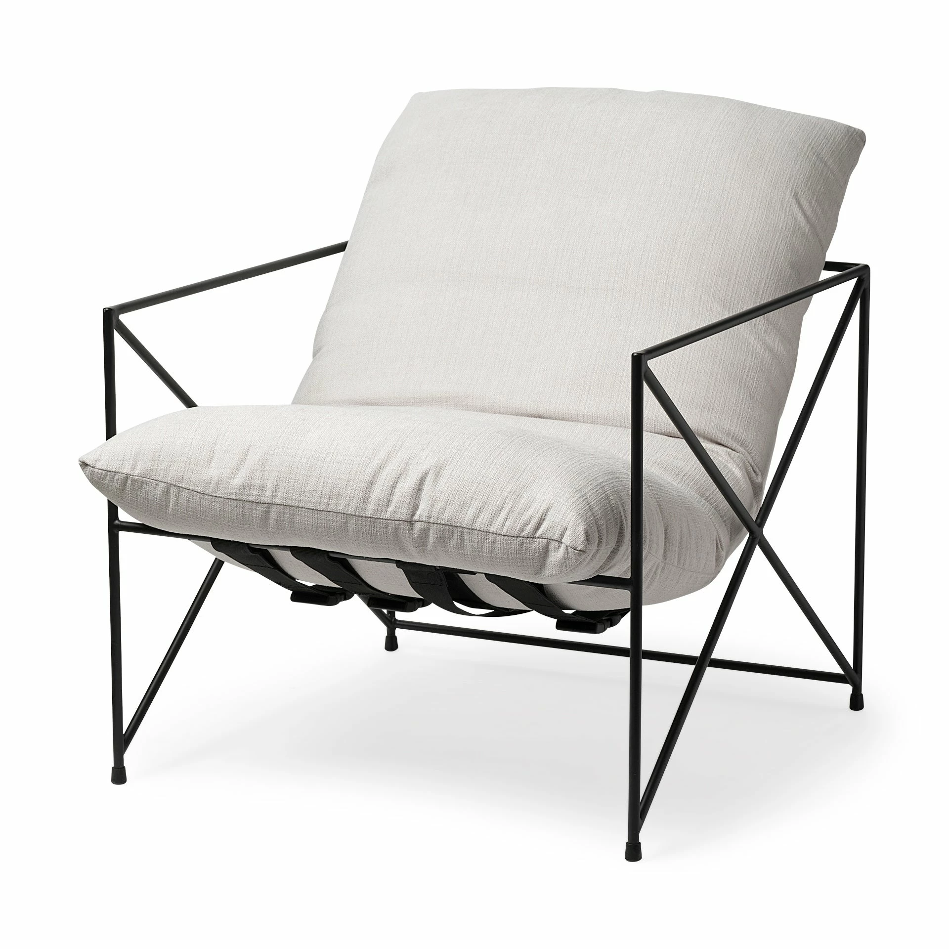 Promo π Mercana Leonidas Cream Upholstered Padded Seat And Black Metal Frame Accent Chair - 28.5W X 29.5D X 34.0H π