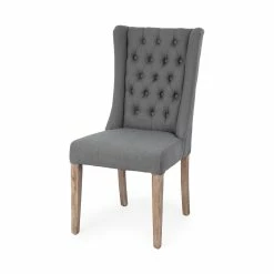Best Pirce 😀 Mercana Mackenzie II Gray Plush Linen Covering Ash Solid Wood Base Dining Chair - 20.3L X 22.0W X 40.5H 😀