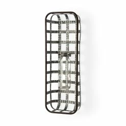 Best Sale 🔔 Mercana Margaret Wall Mounted Basket W/Glass Bottle For Botanicals Or Floral - 5.9L X 3.2W X 16.9H 👏